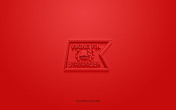 Viking FK, creative 3D logo, red background, Eliteserien, 3d emblem, Norwegian football club, Norway, 3d art, football, Viking FK 3d logo HD wallpaper