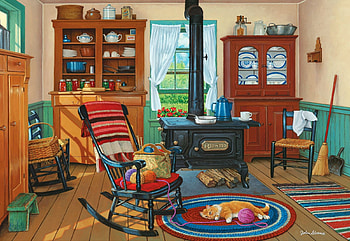 Cat Nap, chair, cabinets, painting, room, oven, kitty, sleeping HD wallpaper