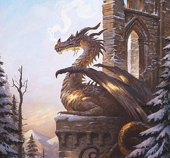 Dragon, art, fantasy, winter, iarna, justin gerard HD wallpaper