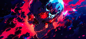 Burning Fire Skull Illustration, dark, skull HD wallpaper