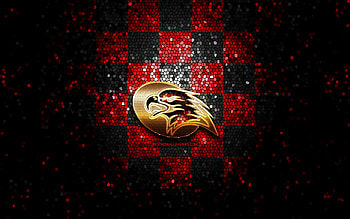 Orli Znojmo, glitter logo, ICE Hockey League, red black checkered background, hockey, austrian hockey team, Orli Znojmo logo, mosaic art HD wallpaper