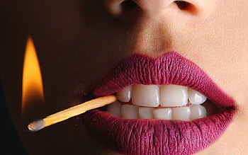 :), pink, lipstick, rodolfo clix, lips, girl, mouth, woman, flame, match, fire HD wallpaper