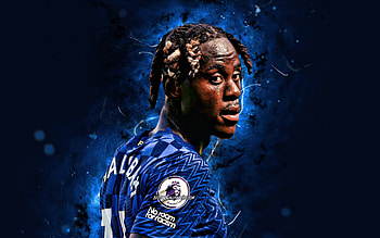 Trevoh Chalobah, , 2021, Chelsea FC, english footballers, Premier League, Trevoh Tom Chalobah, soccer, Trevoh Chalobah Chelsea, football, blue neon lights, Trevoh Chalobah HD wallpaper