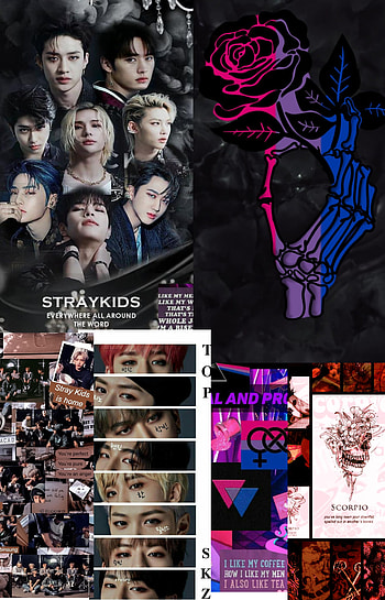 Stray kids and bi, art, collage HD phone wallpaper