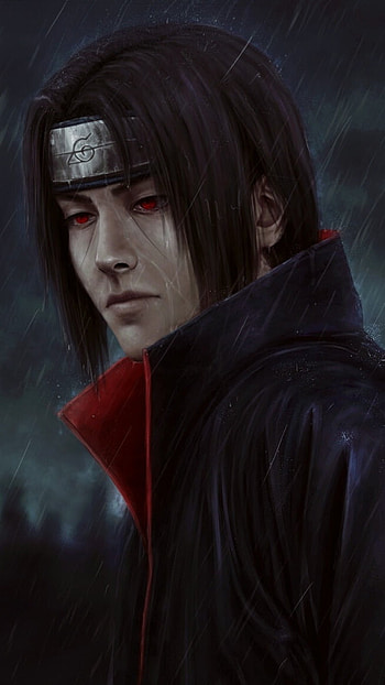 Itachi, Dark Theme, Rain Background HD phone wallpaper