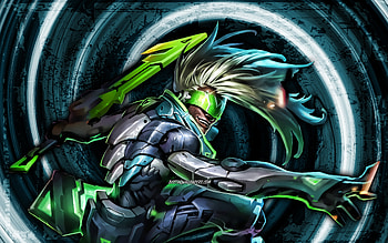 Ekko, blue grunge background, League of Legends, MOBA, vortex, LoL, Ekko League of Legends HD wallpaper