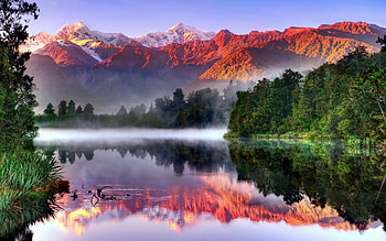 Mount Cook at Lake Matheson, New Zealand, reflection, landscape, sky, mountains, water HD wallpaper