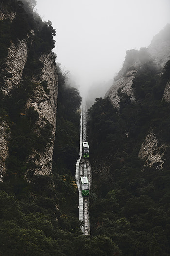 Nature, Mountains, Trains, View From Above, Fog, Railway HD phone wallpaper