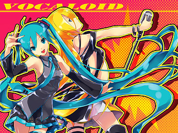 Hatsune Miku and Lily, awesome, nice, singing, hatsune, aqua eyes, sexy, hatsune miku, twintail, hot, girl, headset, aqua, lily, anime, pretty, virtual, blue, song, heads, cute, vocaloid, beauty, miku, music, vocaloid lily, vocaloids, thighhighs, duo, program, skirt, beautiful, diva, tie, aqua hair, yellow hair, red, yellow, cool, micro HD wallpaper