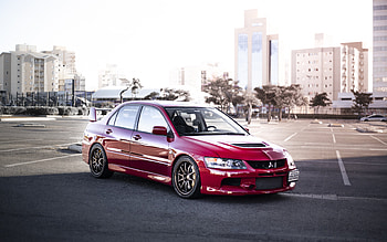 Mitsubishi Lancer Evolution 9, Front view, Tuned Japanese cars HD wallpaper