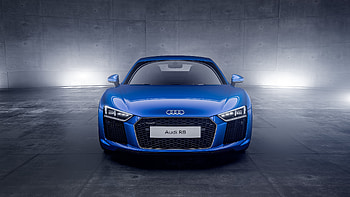 Audi R8, blue car, front view HD wallpaper