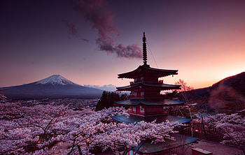 Churei Tower Mount Fuji In Japan , churei-tower, mount-fuji, japan, nature, world HD wallpaper