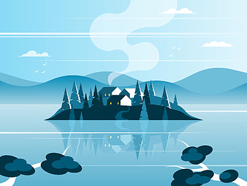 Nature, Houses, Art, Vector, Island HD wallpaper