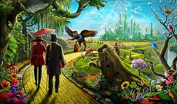 The Yellow Brick Road, fantasy, yellow, brick, arts, road HD wallpaper