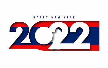 Happy New Year 2022 Laos, white background, Laos 2022, Laos 2022 New Year, 2022 concepts, Laos, Flag of Laos HD wallpaper