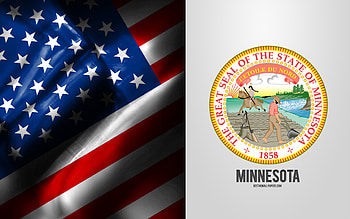 Seal of Minnesota, USA Flag, Minnesota emblem, Minnesota coat of arms, Minnesota badge, American flag, Minnesota, USA HD wallpaper