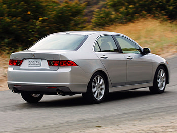 Auto, Grass, Acura, Cars, Asphalt, Back View, Rear View, Speed, Style, Akura, Shrubs, Silver Metallic, 2006, Tsx HD wallpaper