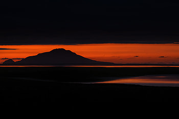 Twilight, Beach, Mountain, Shore, Bank, Dark, Dusk HD wallpaper