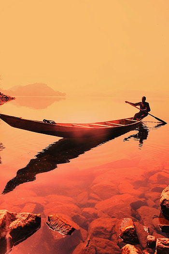 Nature, Sunset, Sea, Boat, Human, Person HD phone wallpaper