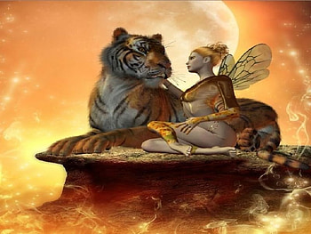 Magical place, fairy, tiger, place, magical HD wallpaper