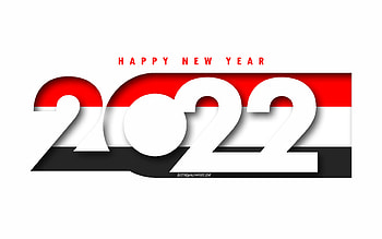 Happy New Year 2022 Yemen, white background, Yemen 2022, Yemen 2022 New Year, 2022 concepts, Yemen, Flag of Yemen HD wallpaper