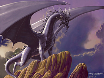 watching over, dragon, wings, fantasy, cliff HD wallpaper