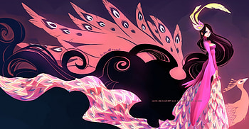 Pink Peacock, pink, peacock, fantasy, woman HD wallpaper