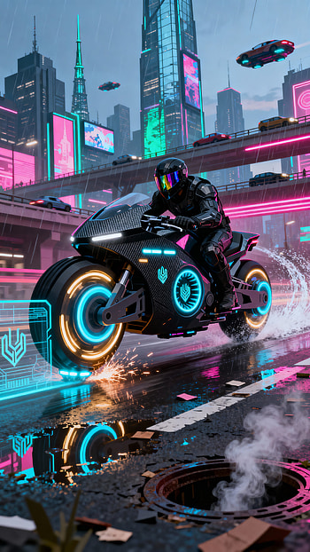 Neon Night Rider — Cyberbike , motorcycle, rider, cyberpunk, neon HD phone wallpaper