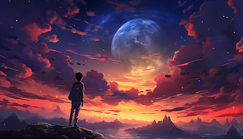 Anime Skyline: A Stunning Painted Nightscape, painting, Anime, Graphics HD wallpaper