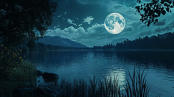 Moonlit Lake: A Stunning Ultra, lake, moon, night, landscape HD wallpaper