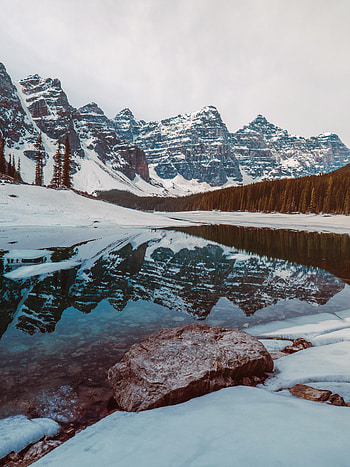Nature, Stones, Snow, Rocks, Lake, Snow Covered, Snowbound HD phone wallpaper