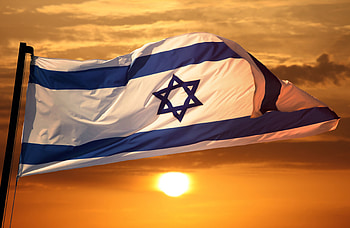 Flag Of Israel At Sunset, flag, Israel, Jewish, sunset HD wallpaper