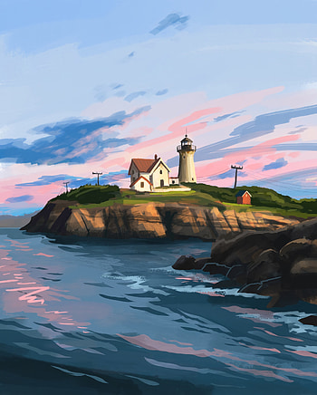 Art, Rocks, House, Lighthouse HD phone wallpaper