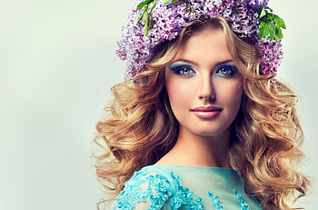 Pretty girl, style, blonde, flower, girl, hair HD wallpaper