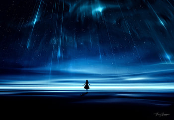 Night, Shining, Dark, Silhouette, Starry Sky HD wallpaper