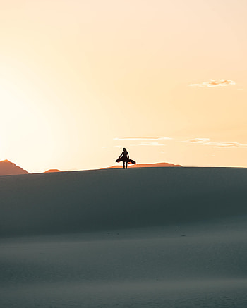 Desert, Horizon, Silhouette, Miscellanea, Miscellaneous, Girl HD phone wallpaper