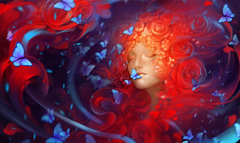 Butterflies, Flowers, Fantasy, Girl, Sleep, Dream, Face HD wallpaper