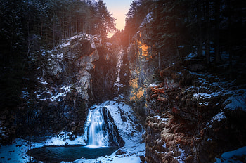 Waterfall, river, nature, forest HD wallpaper