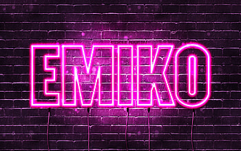 Happy Birtay Emiko, , pink neon lights, Emiko name, creative, Emiko Happy Birtay, Emiko Birtay, popular japanese female names, with Emiko name, Emiko HD wallpaper