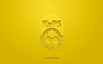 Kuopion Palloseura, creative 3D logo, yellow background, Finnish football team, Veikkausliiga, Kuopio, Finland, football, Kuopion Palloseura 3d logo, KuPS HD wallpaper