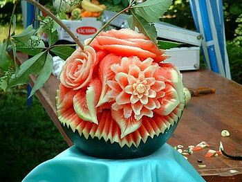 CARVED WATERMELLON, fruit, craft, art, watermellon HD wallpaper