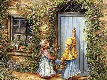 For my friend mememe1 (Jeri), door, window, cute, girl, people, vintage HD wallpaper