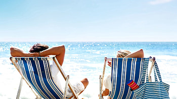 Sea, Sun, Beach, Sand, Miscellanea, Miscellaneous, Couple, Pair, Sun Loungers, Sun Beds, Sunbathe HD wallpaper