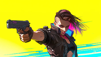 Cyberpunk Female Warrior With High Tech Gun, cyberpunk, warrior, gun, yellow, background, artist, artwork, art, digital-art, ai, deviantart HD wallpaper