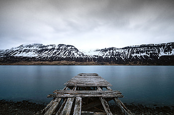 Landscape, Nature, Mountains, Lake, Shore, Bank, Pier, Snow Covered, Snowbound HD wallpaper
