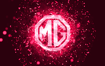 MG pink logo, , pink neon lights, creative, pink abstract background, MG logo, cars brands, MG HD wallpaper