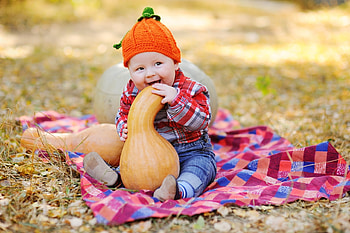 :D, blue, cute, baby, orange, copil, halloween, pink, boy, pumpkin, autumn, funny, child, hat HD wallpaper