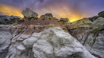 Paint Mines, Colorado, landscape, sky, rocks, usa, sunset HD wallpaper