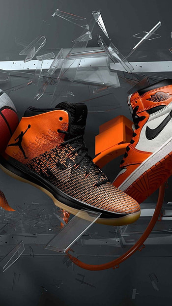 Jordan 1, Orange Shoes, Background HD phone wallpaper