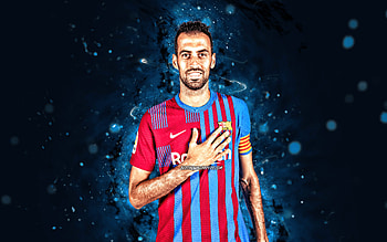 Sergio Busquets, , FC Barcelona, 2021, spanish footballers, LaLiga, Barca, Barcelona FC, Sergio Busquets i Burgos, football, Sergio Busquets , blue neon lights, soccer, Sergio Busquets Barcelona, La Liga, FCB HD wallpaper